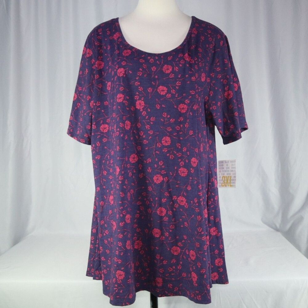 Blouse Top Lula Roe Size 3XL Pink Rose/ Purple NEW